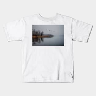 Canadian Geese In Flight Kids T-Shirt